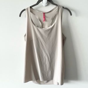 SPANX Perforated Tank Top Shirt Racerback Taupe Grey E